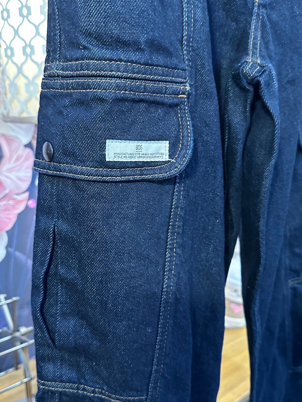 BDG Urban Outfitters W30/L32 Blaine Cargo Skate Jeans Baggy Y2K Dark Wash Womens - Picture 4 of 13
